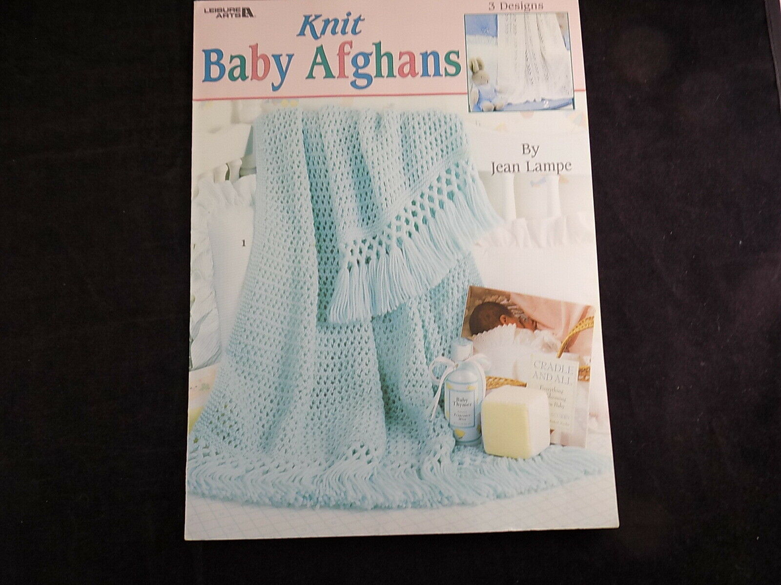 Vintage LEISURE ARTS KNIT BABY AFGHANS by Jean Lampe Booklet 3 Designs - $3.95