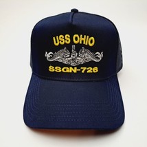 USS Ohio SSGN-726 Mesh Snapback Cap Hat Navy Blue Boat Submarine Ship - £11.32 GBP