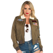 Women&#39;s Top Gun Licensed Bomber Costume Jacket Goose/Maverick Name Badge MED - £31.38 GBP