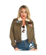 Women&#39;s Top Gun Licensed Bomber Costume Jacket Goose/Maverick Name Badge... - £31.45 GBP