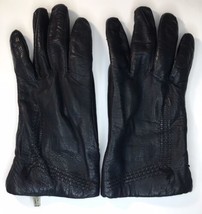 Vintage Black Leather Gloves Sz 8 Womens Made in Italy Acrylic Blend Lining - £13.44 GBP