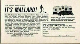 1963 Print Ad Mallard 17 1/2 &#39; Drake Travel Trailers West Bend,WI - £6.57 GBP