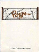 Pazzo Italian Restaurant Menu W Ontario St Chicago Illinois 1980&#39;s - £22.15 GBP
