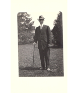 Man in Suit with Hat &amp; Cane on Grass RPPC Postcard - £6.21 GBP