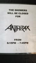ANTHRAX - ORIGINAL 9 X 11.50 BACKSTAGE CONCERT TOUR DOOR SIGN - $1,398.04 MXN