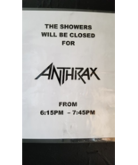 ANTHRAX - ORIGINAL 9 X 11.50 BACKSTAGE CONCERT TOUR DOOR SIGN - $101.87 CAD