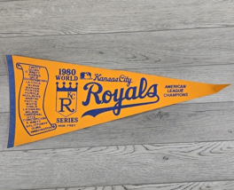 Vtg 1980 Kansas City Royals World Series Champions Orange Felt 30 Inch P... - £48.47 GBP