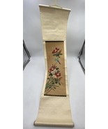 Vintage Hand Painted Chinese Scroll Hanging Flower &amp; Bird Art 10”x40” By... - $226.38 CAD