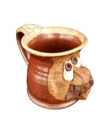 Vintage Handmade Stoneware Art Pottery Ugly Face Funny 3D Mug - $23.33