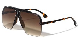 Dweebzilla Oversized Semi Rimless Square Pilot Aviator Sport Sunglasses (Glossy  - £8.50 GBP+