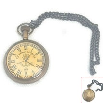 Brass Pocket Watch with Chain Antique Vintage Pocket Watch for Men and Women - £30.37 GBP
