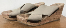 Faded Glory Vegan Fabric Wedge Platform Peeptoe Criss Cross Sandals 7 - £15.71 GBP