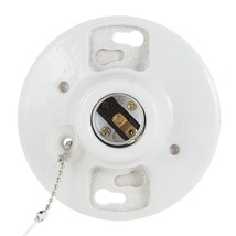 Porcelain Pull Chain Ceiling Lampholder Medium Base Bulb Socket Receptac... - £24.74 GBP