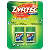 Zyrtec Cetirizine Hcl/Antihistamine (120 Tablets 10mg each) - £40.84 GBP