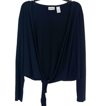 Chicos 1 Tie Front Wrap Cardigan Women M Long Sleeve V Neck Layer Black Stretch - £10.61 GBP