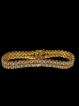 12.50Ct Round Simulated Link Tennis Bracelet 14K Yellow Gold Plated Women&#39;s - $185.29