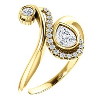 Authenticity Guarantee 
14k Yellow Gold Diamond Bezel Set Bypass Ring Size 7 - £1,771.45 GBP