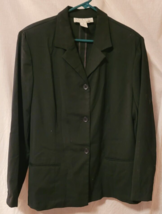 Women Norton Stretch Black Blazer 3 Button Lightweight Church Wedding Wo... - $14.99