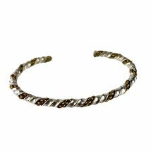 Twisted Copper and Steel Bangle Bracelet Cuff Swirl Two Tone Jewelry  - $14.39