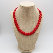 Fun vintage Trifari red plastic square beaded 19 inch princess length necklace - £15.55 GBP