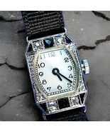 Diamond Onix Deco Gatsby era Watch Antique European Design Solid 18k Whi... - $3,455.10 CAD