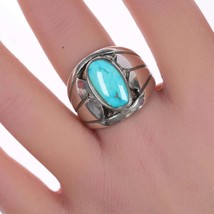 sz11 Vintage Silver and turquoise ring - £177.41 GBP