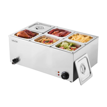 VEVOR 24QT Commercial Food Warmer, 6-Pan Electric Steam Table, 1200W, Si... - €96,09 EUR
