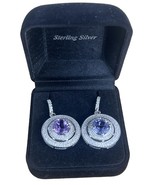 925 Sterling Silver 2.88ct Amethyst &amp; White Topaz Dangle Earrings - $55.69 CAD