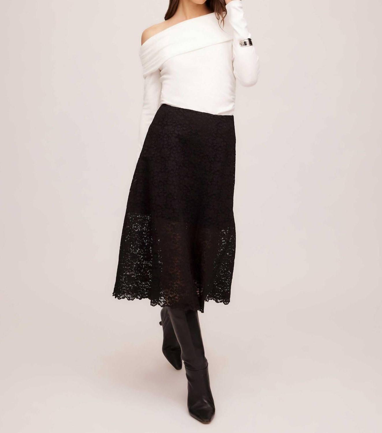 Fifteen Twenty Millie A-Line Midi Skirt Black - $95.00