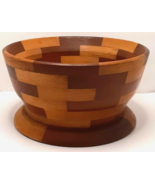 Mixed Wood Segmented Hand Crafted &amp; Turned Fruit Bowl Vintage - £33.62 GBP