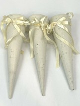 Vintage Candy Container Cones Door Hanger Sugared Off White Satin Ribbon... - £12.77 GBP