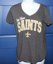 NFL Team Apparel Womens New Orleans Saints dark gray V-Neck T-Shirt Small - £10.07 GBP