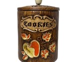 Vintage Treasure Craft Ceramic Woodgrain Red Yellow Apple Cookie Jar 10&quot;... - $33.66