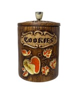 Vintage Treasure Craft Ceramic Woodgrain Red Yellow Apple Cookie Jar 10&quot;... - $46.18 CAD