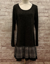 A’reve Gray Sweater Dress Tiered Lagenlook Lace Long Sleeve SMALL NEW - £30.66 GBP