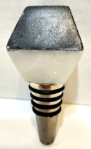 Vintage Wine Bottle Stopper Two Toned Black White Marble 3.25 inches - £14.57 GBP