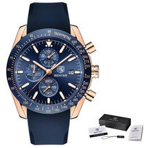 Men luxury brand benyar mens blue watches silicone band wrist watches men s chronograph thumb200