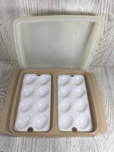 Vintage Tupperware Deviled Egg Keeper Carrier Tray BIEGE 723-2 EUC - £10.76 GBP