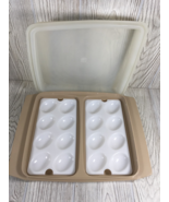 Vintage Tupperware Deviled Egg Keeper Carrier Tray BIEGE 723-2 EUC - €12,42 EUR