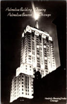 Vtg Postcard Illinois Chicago Palmolive Building Showing  Night Sky Beacon RPPC - £9.57 GBP