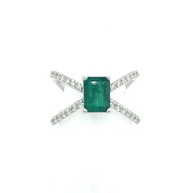 Natural Emerald Diamond Ring Size 6.5 14k W Gold 1.7 TCW Certified 217846 - $1,574.10