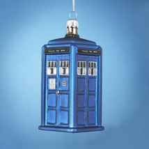 Kurt S. Adler Handcrafted Glass Doctor Who Tardis Christmas Tree Ornament - £10.97 GBP