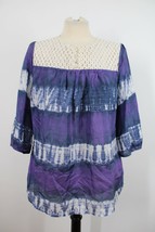 Calypso St Barth Target M 100% Silk Tie Dye Lace Crochet Bib Tunic Top - £11.21 GBP