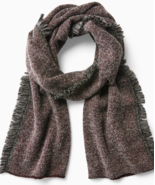 Sferra Gavia Wool Blend Scarf Cinnabar Mix 15x78&quot; Fringed/Black Back Ita... - €55,53 EUR