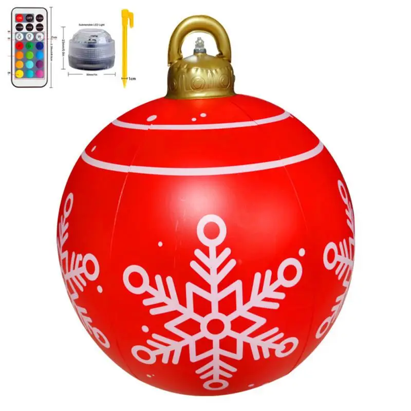 24 Inch Large Outdoor Christmas PVC Inflatable Decorated Ball with Rechargeable  - £129.34 GBP