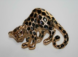 Park Lane Gold Tone Black Enamel Leopard Pendant or Brooch  J339 - £15.89 GBP