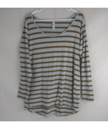 LuLaRoe Long Sleeve Gold &amp; Gray Stripe Shirt Size XL - $13.64 CAD