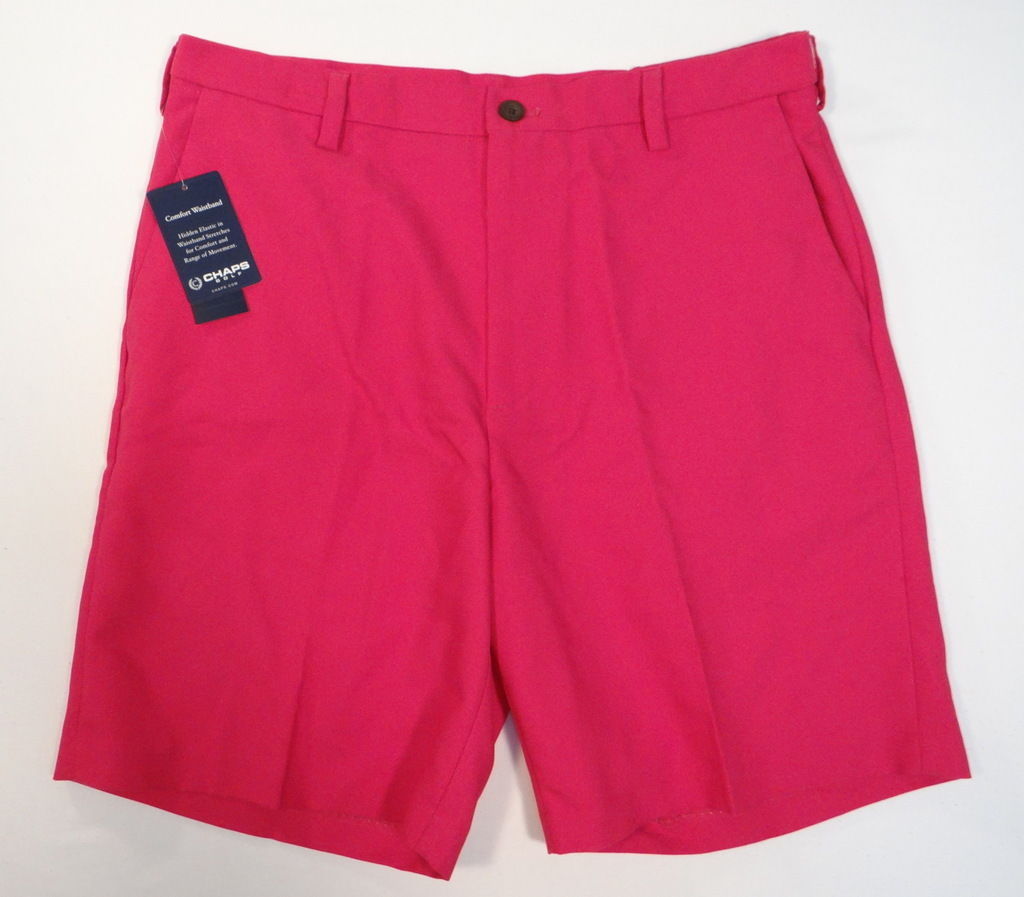 Chaps Golf 78 Comfort Waistband Fuchsia Pink Flat Front Shorts Men's NWT - $79.99