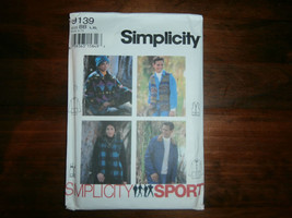 Simplicity 9139 Size l-xl Misses&#39; Men&#39;s Jacket Vest Hat - £10.25 GBP