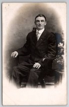 RPPC Well Groomed Young Man Seated Portrait Photo c1910 Postcard B41 - £12.74 GBP